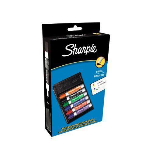 Sharpie Chisel Tip Whiteboard Markers Assorted Colours - Box of 6 with Eraser