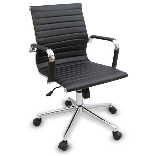 New Black Modern Ergonomic Ribbed Office Chair