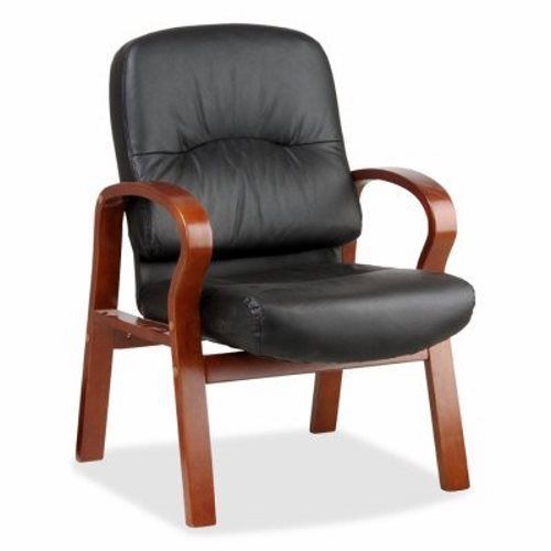 Lorell Guest Chair, 26&#034;x29&#034;x37-1/2&#034;, Cherry/Black Leather (LLR60337)