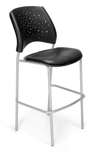 OFM Stars and Moon Cafe Height Chair Silver Vinyl Charcoal