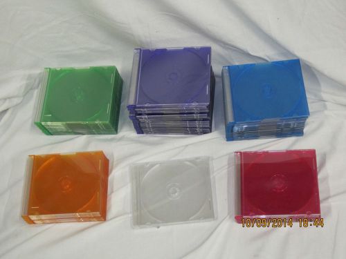 Lot of (69) Slim Multi-Color CD/DVD Jewel Cases  - Good Condition