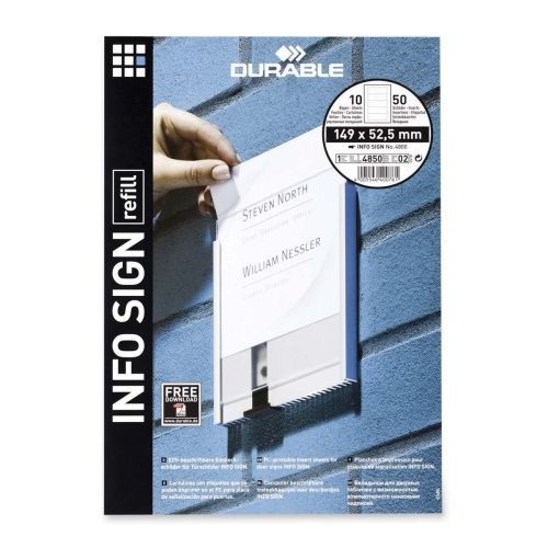 Durable Replacement Paper Insert - No - 50 / Pack - White
