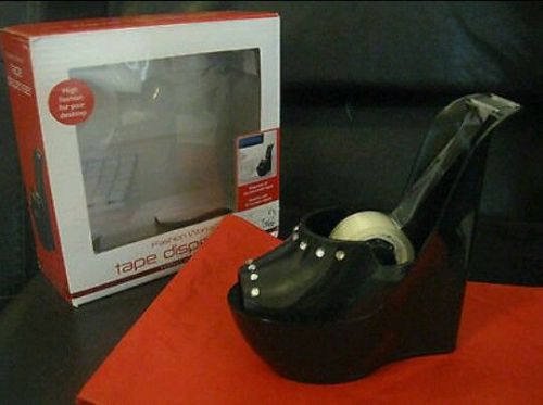 FASHION WORKS BLACK HIGH HEEL SHOE WITH 12 CRYSTALS TAPE DISPENSER,TAPE INCLUDED
