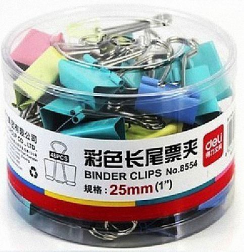 Multicolored binder clips,25mm wide/8mm capacity/48 per box, officemax k0965-3 for sale
