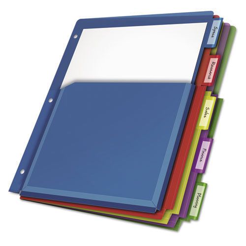 Poly expanding pocket index dividers, 5-tab, letter, assorted, per pack for sale