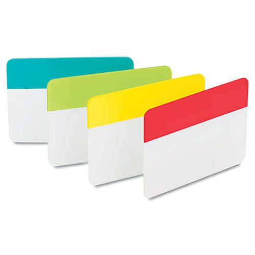 Durable File Tabs, 2 x 1 1/2, Red, Yellow, Green, Blue, 24/PK