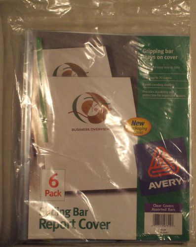 NIP AVERY Gripping Sliding Bar Clear Report Covers Assorted Bars 6 Pack FS-6P