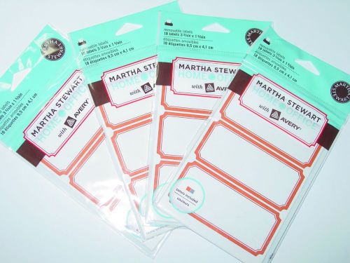 Martha stewart avery home office removable red and gray labels 3-3/4&#034; x 1-5/8&#034; for sale