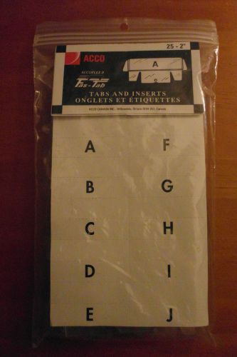 Acco clear file tabs &amp; alphabetic/blank inserts (25 tabs; 56 inserts) for sale