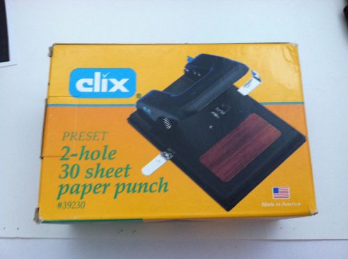 Clix 2 Hole Puncher 30 sheet paper punch #39230 Made in USA 4.5&#034; x 6.5&#034; x 3&#034;