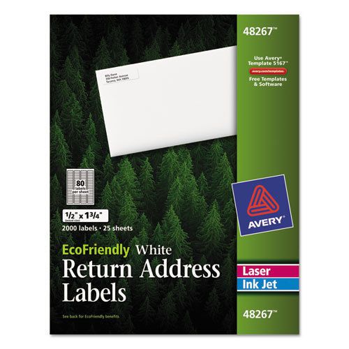 Ecofriendly labels, 1/2 x 1 3/4, white, 2000/pack for sale