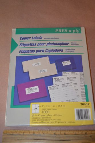 Avery 30401 Pres-A-Ply Copier Labels, Shipping, 2&#034;x4 1/4&#034;, 1000