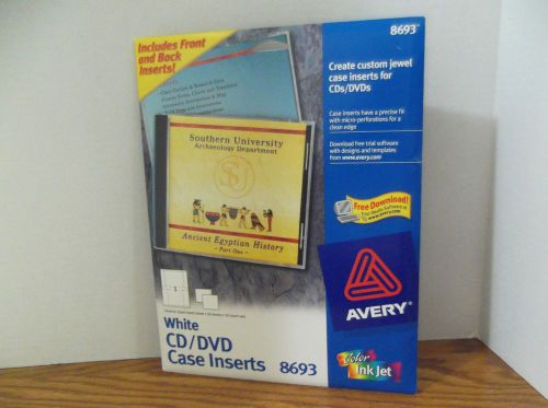 Avery 8693 WHITE CD/DVD Case Front &amp; Back Inserts For Inkjet Printer