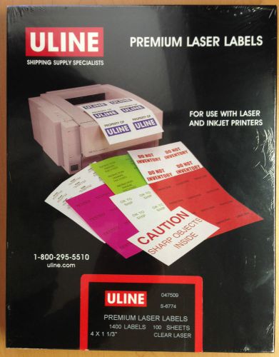 Uline S-6774, 4&#034; x 1 1/3&#034; Clear Laser Address Labels (Avery 5162, 8662) New