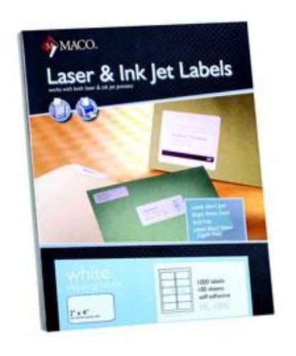 Chartpak label laser/ink jet white 2&#039;&#039; x 4&#039;&#039; 10/sheet 1000 count for sale