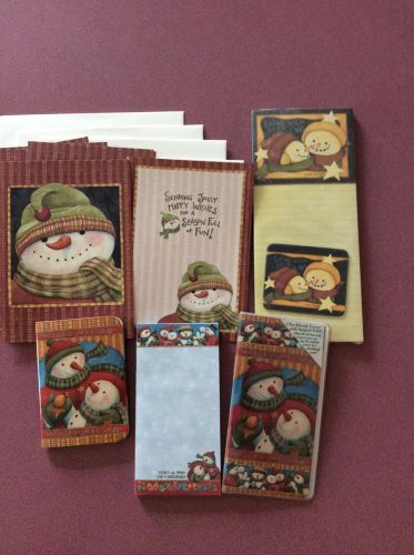Warm Wishes Snowman 8 Notecards w  Notepads Checkbook Cover Pocket Pad NEW!
