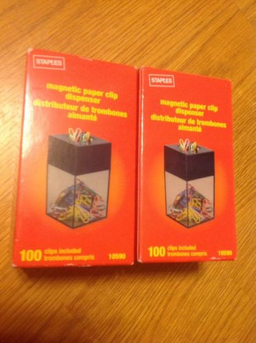 STAPLES MAGNETIC PAPER CLIPS Case 100 CLIPS INCLUDED LOT OF 2 FREE SHIPPING
