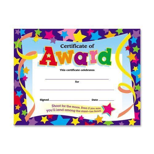 Trend shoot for the moon award certificate - 8.50&#034; x 11&#034; (t2951) for sale