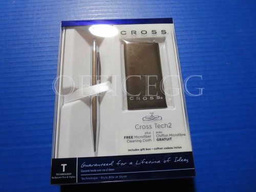 Cross Tech2 Chrome Ballpoint Pen &amp; Stylus with Microfiber Cleaning Cloth