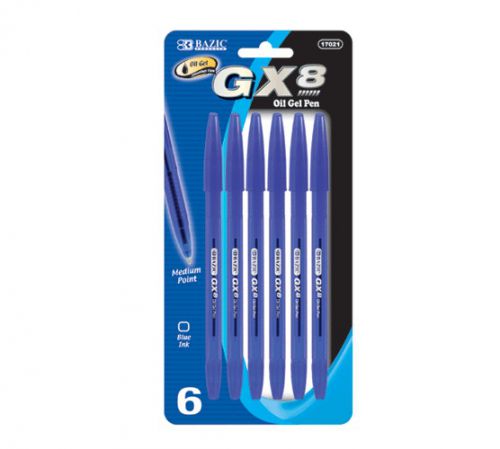 BAZIC GX-8 Blue Oil-Gel Ink Pen (6/Pack), Case of 24