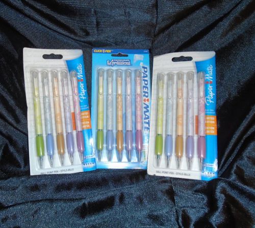 Lot Of 3 New Papermate Expressions 5 Count Assorted Colors Ball Point Pens 61400