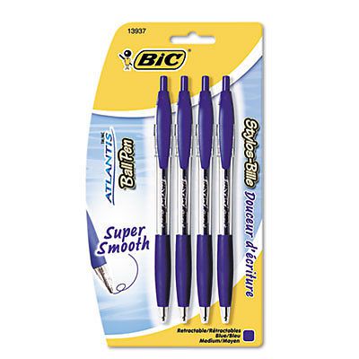 Atlantis Ballpoint Retractable Pen, Blue Ink, Medium, 4 per Pack VCGP41-BE
