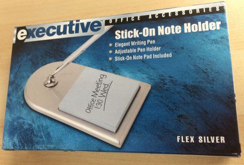 NEW - Executive Pen &amp; Adjustable Funnel Holder W/ Sticky Note Holder - Flex Silv