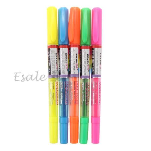 5x Colors Highlighter Fluorescent Marker Pen Twin Tip School Office Gift