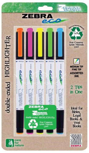NEW Zebra - Eco Zebrite Double-Ended Highlighters, Chisel/Fine Point,