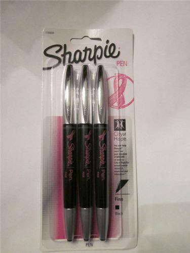 Sharpie Pen Pink Ribbon Grip Fine Point Pen, 3 Black Ink Pens (1799898)