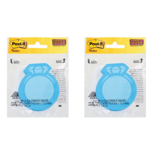 2 post-it super sticky note pads, ring shape, blue, 3 x 3 inches (2050-fc-ring) for sale