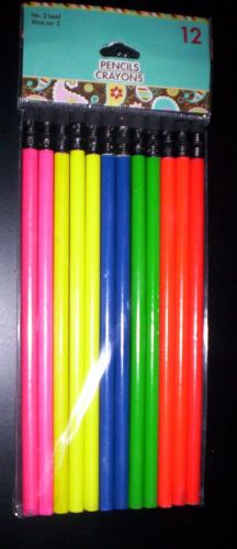 NEON COLORS~#2 Pencils ~ PINK~RED~BLUE~YELLOW~GREEN~ NEW