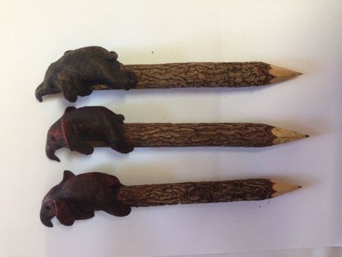 Set of 3 Elephant Sawdust handcraft and Wooden Pencils