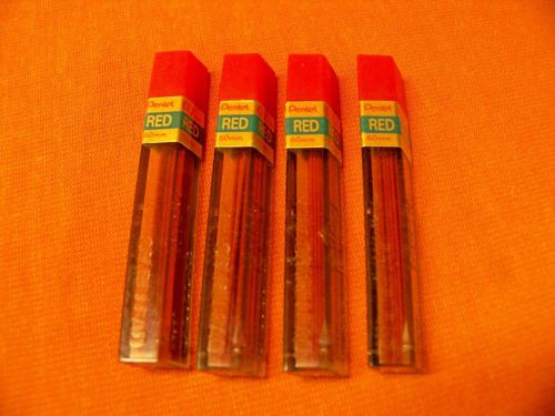 NEW 4 TUBES 48 COUNT PENTEL RED 0.7mm MECHANICAL PENCIL LEAD REFILLS