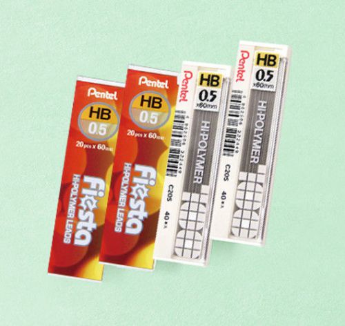 Pentel HI-POLYMER MECHANICAL PENCIL LEAD REFILLS, 0.5mm HB x 4 tubes