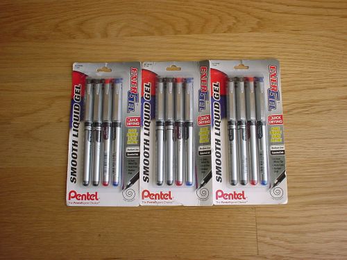 NEW Pentel EnerGel Liquid Gel Pens, 0.7mm Medium Point, Assorted Colors, 12 Pens