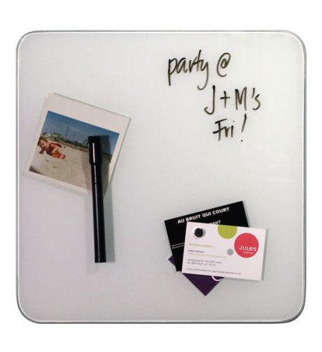 White Magnetic Glass Dry Erase Board w/ 2 Magnets and Dry Erase Marker