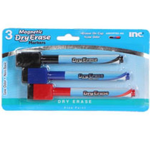 Magnetic Dry Erase Markers 3 Pack Red Black Blue