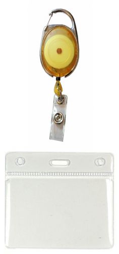 Yellow Premier Yo Yo Badge Reel &amp; Plastic ID Badge Pocket Pouch