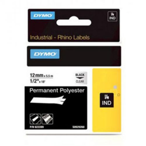 DYMO LABEL, RHINO, CLEAR 1/2 POLY - 622289 Fabric Label Tape NEW