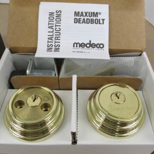 Medeco Maxum Deadbolt, Bright Brass 11-R62L, Less Bolt, Residential