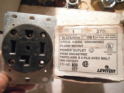 LEVITON 278 30A 125/250V Flush Mount Dryer Receptacle 3P 4W - NEW