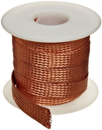 Flat bare copper braid, bright, 1/8&#034; diameter, 25&#039; length (pack of 1) for sale