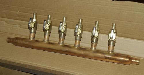 3/4&#034; PEX Manifold with 6- 1/2&#034; ports and Valves by Sioux Chief 672XV0699 OPEN