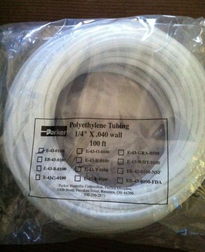 ** Parker 1/4&#034; x 0.40 wall Polyethylene Tubing E-43-0100** NEW IN PACKAGE **