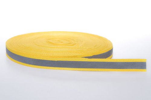 50M 10mm Reflective Fabric Tape Strip Edging Braid Trim Sew On 0.4&#034;  Yellow