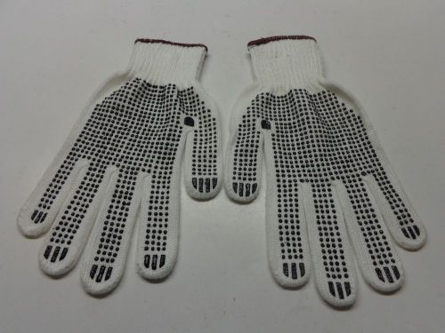 STRING KNIT GLOVES WITH PVC DOTS, 12 PAIR PACK, NEW