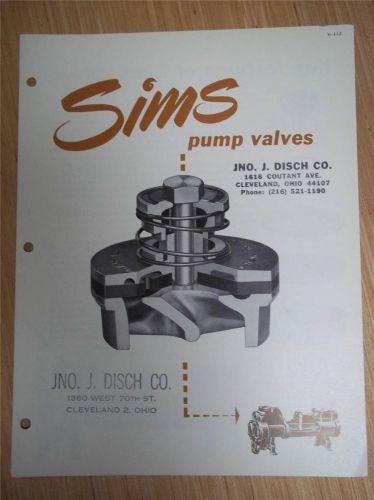 Sims Pump Valve Co Catalog~Simestos Discs~Asbestos~1954
