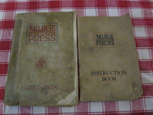 KLUGE Platen  Press Parts Catalog &amp; Feeder Instruction Book 1930s 40s Printing