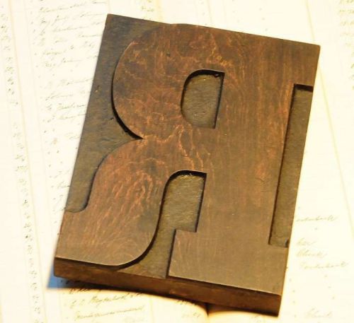 R - huge letterpress wood printing block vintage woodtype type print giant ABC